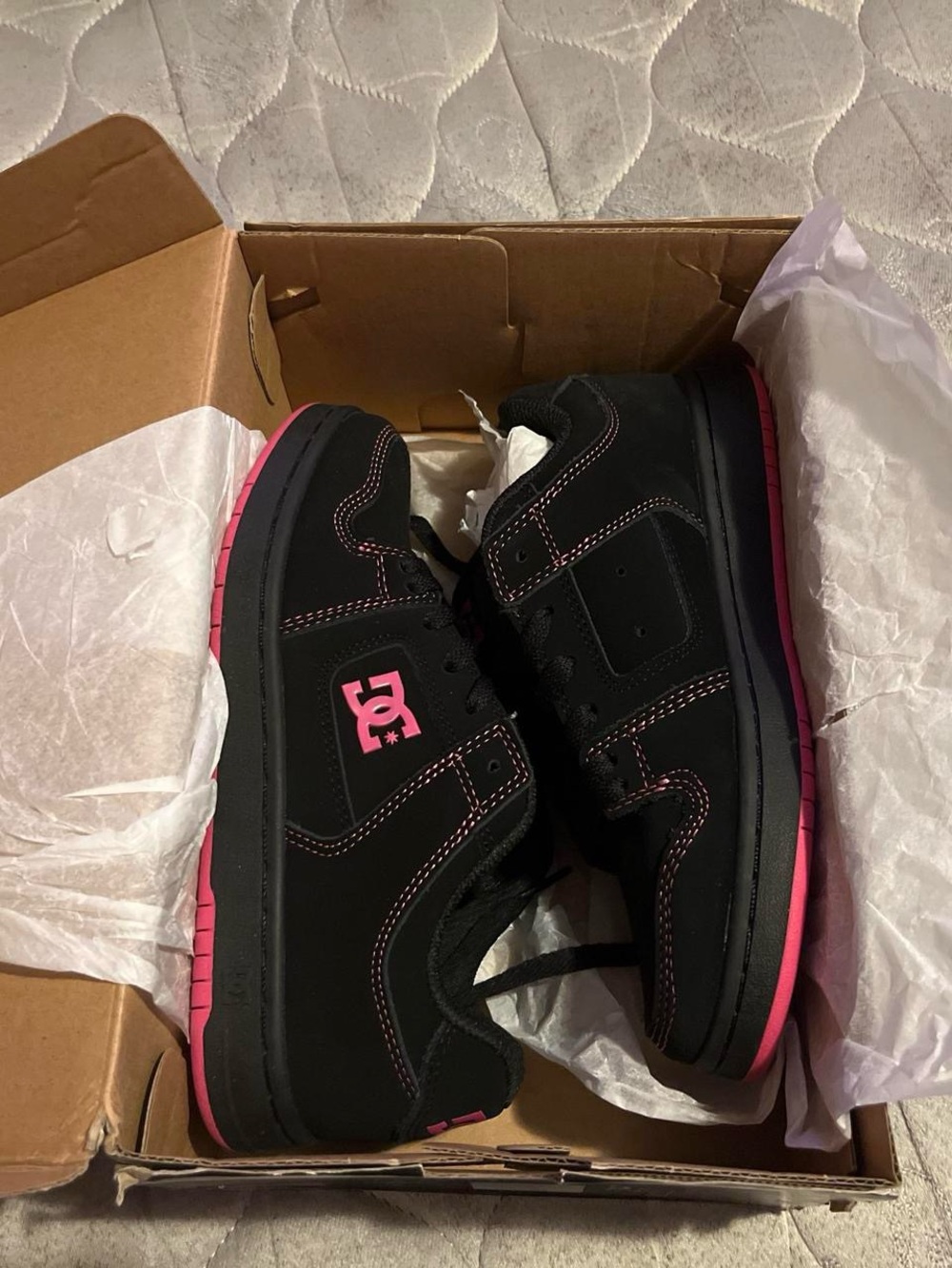DC Black Skate Sneakers with Pink Logo